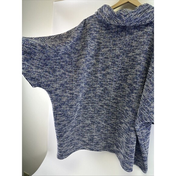 Lane Bryant Poncho Sweater Blue White Cowl Neck Pouch Pocket Pullover Plus 18/20 - Picture 6 of 12